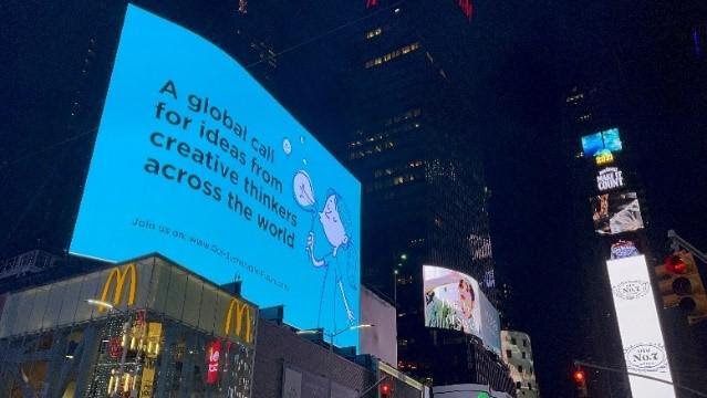 Children's films on the billboards on Times Square